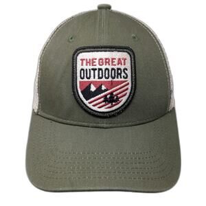 Granule Trucker Hat Green Beige One Size Great Outdoors Patch Snapback Mesh Back